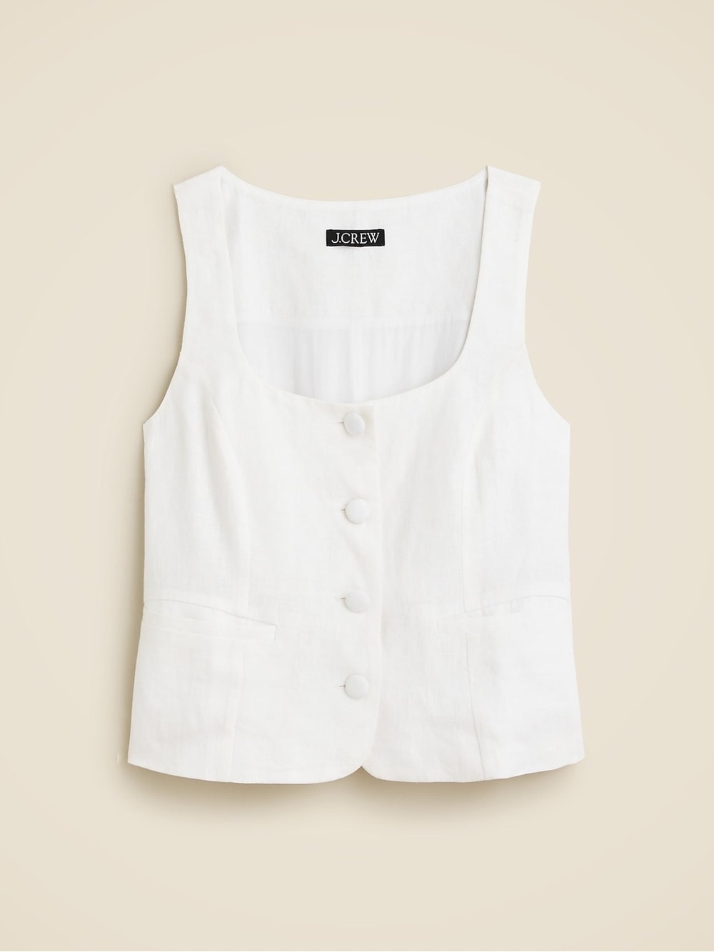 NWT J.Crew Scoopneck Linen-Blend Vest White Size 4 BZ393